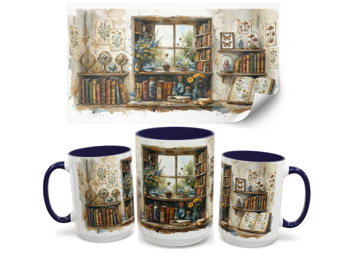 Botanical Apothecary Mug, Cozy Reader Library, Cottagecore Book Lover Gift