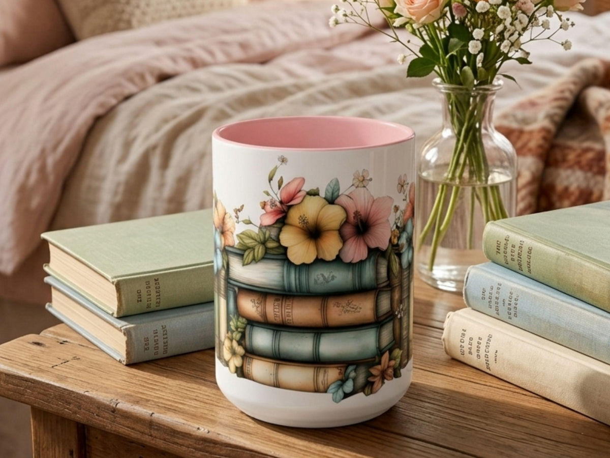 Floral Book Mug Gift, Cozy Reader Cup, Mother’s Day Gift for Mom