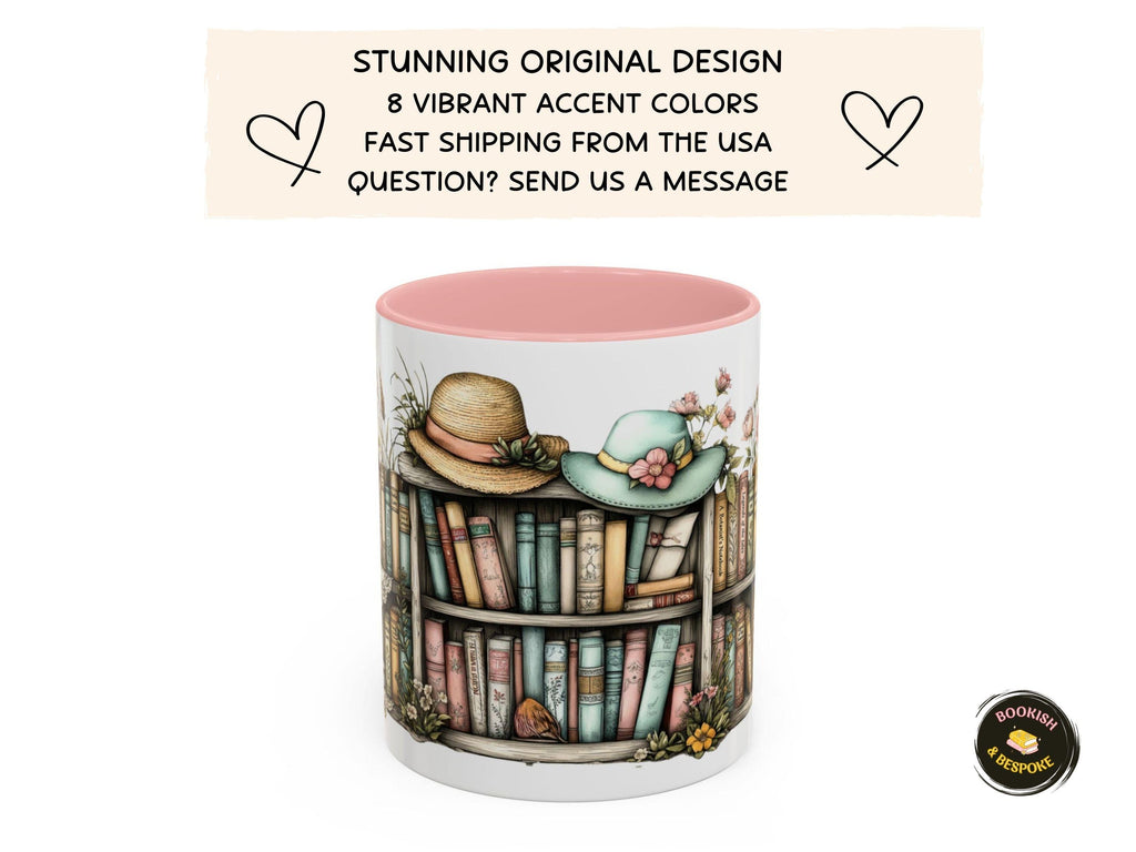 Grandma Nana Bookshelf Floral Hat Mug, Mother’s Day Gift
