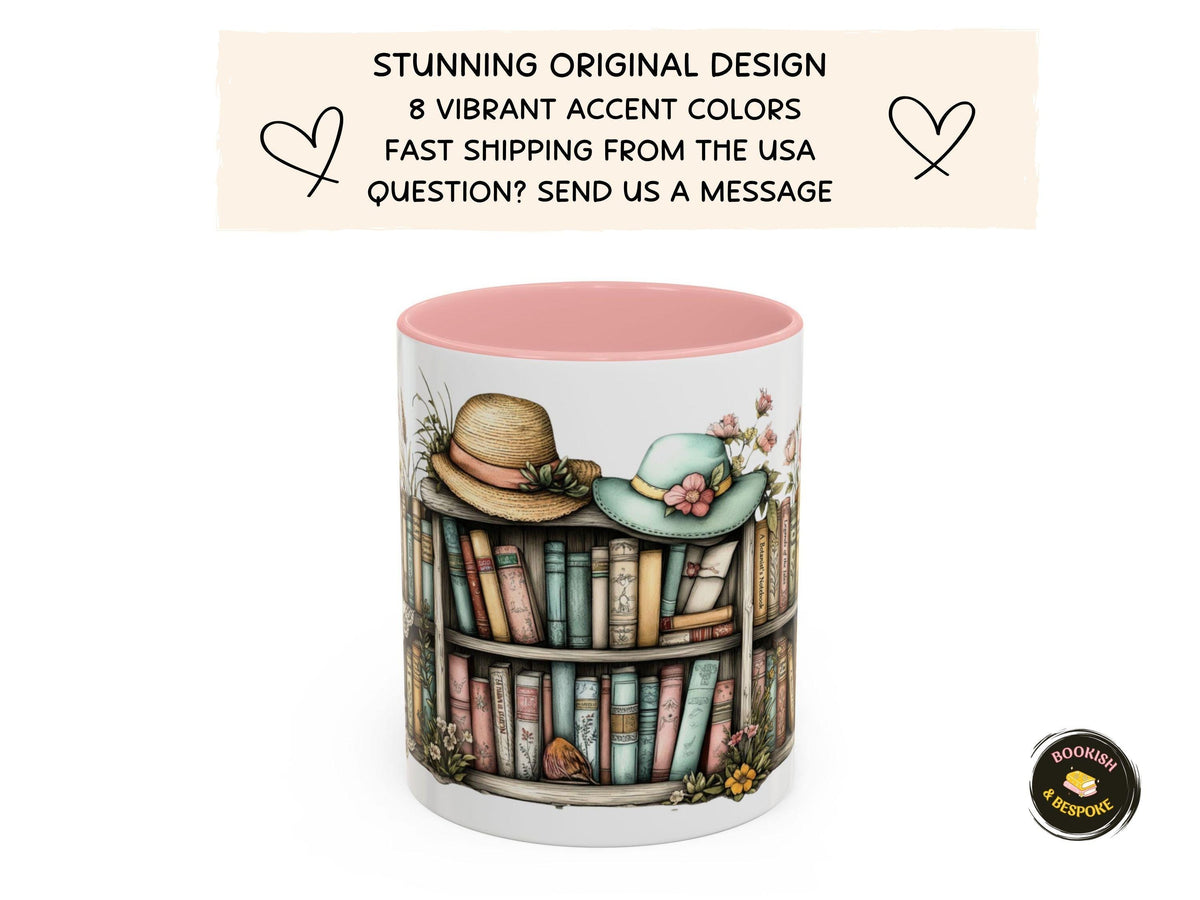 Grandma Nana Bookshelf Floral Hat Mug, Mother’s Day Gift
