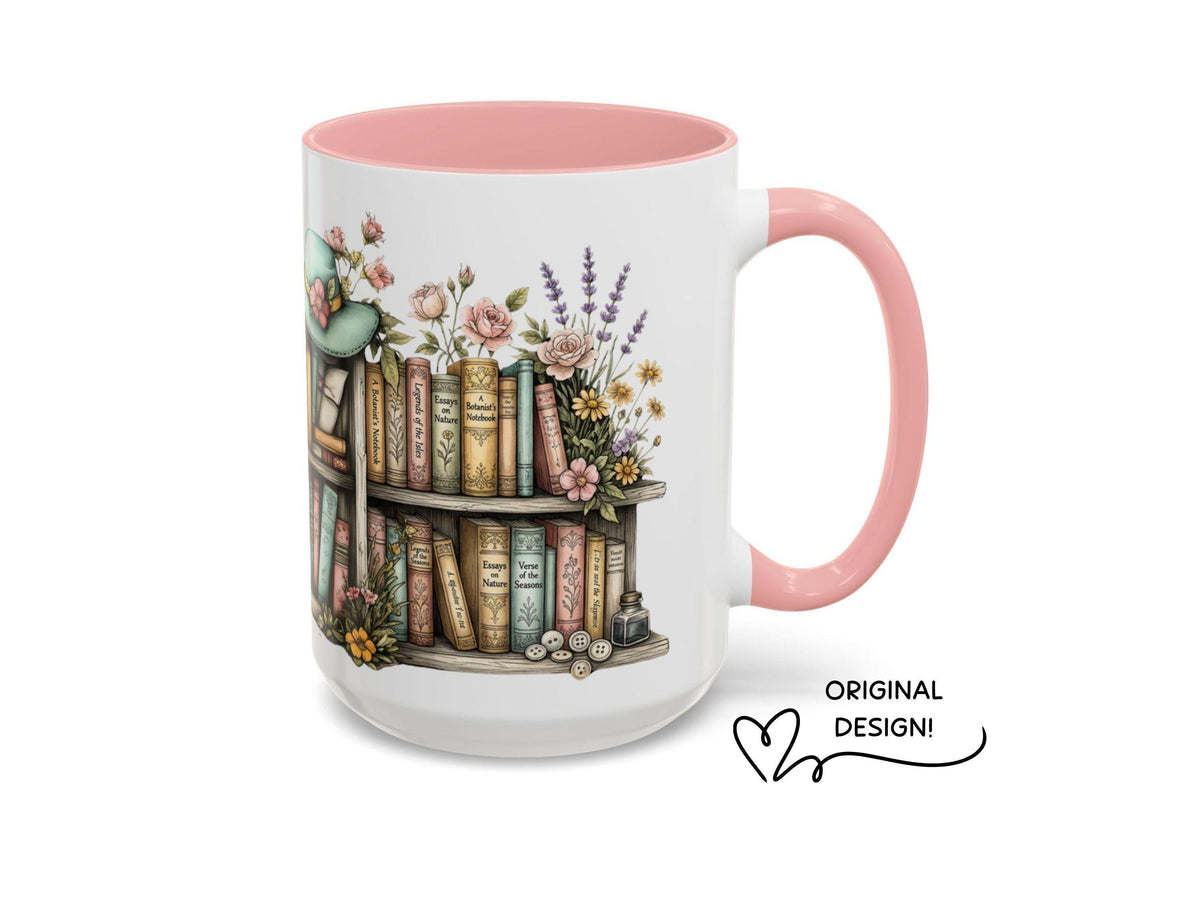 Grandma Nana Bookshelf Floral Hat Mug, Mother’s Day Gift