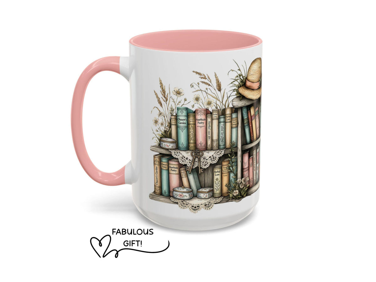 Grandma Nana Bookshelf Floral Hat Mug, Mother’s Day Gift