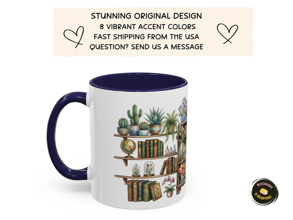 Watercolor Bookshelf Mug, Book Lover Gift Mug