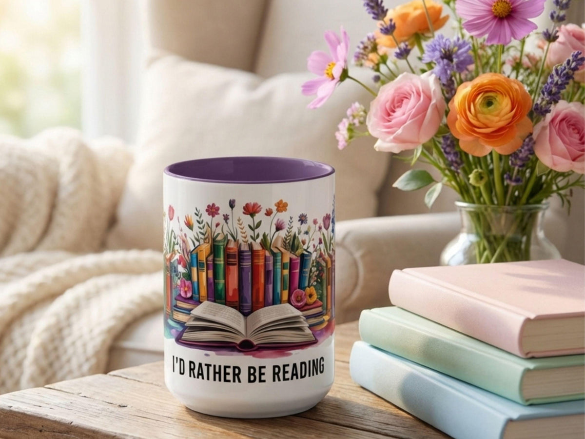 I'd Rather Be Reading Mug, Book Lover Gift, Cozy Reader Coffee Mug