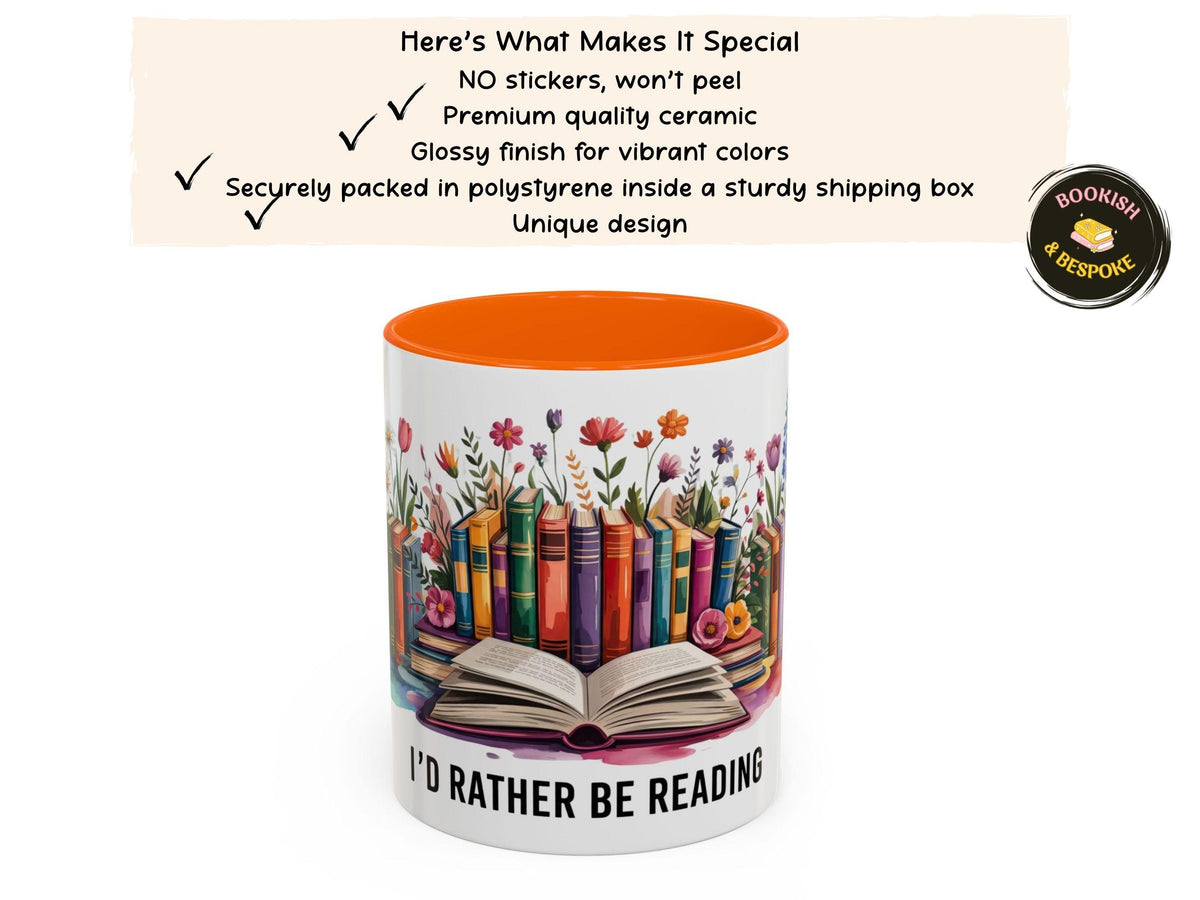 I'd Rather Be Reading Mug, Book Lover Gift, Cozy Reader Coffee Mug
