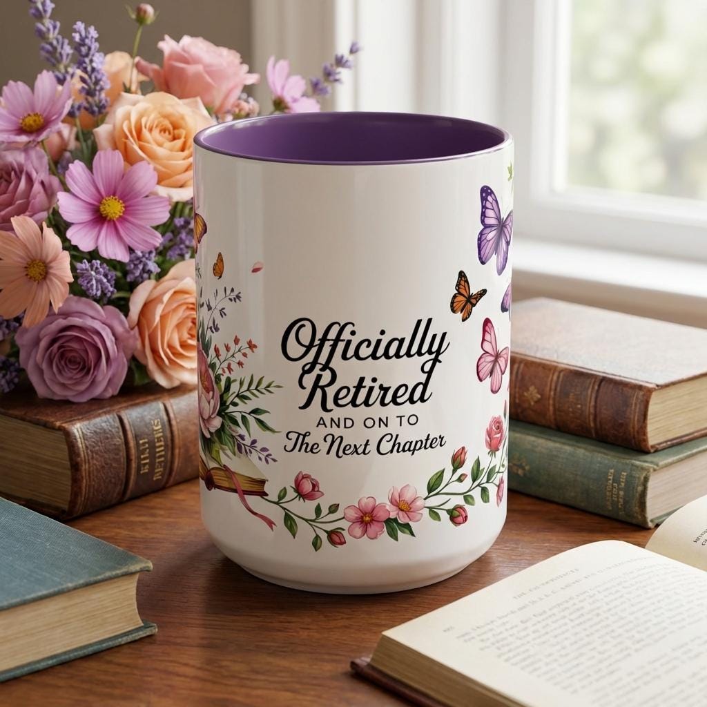 Retirement Gift for Women, Officially Retired Mug, Next Chapter Coffee Cup