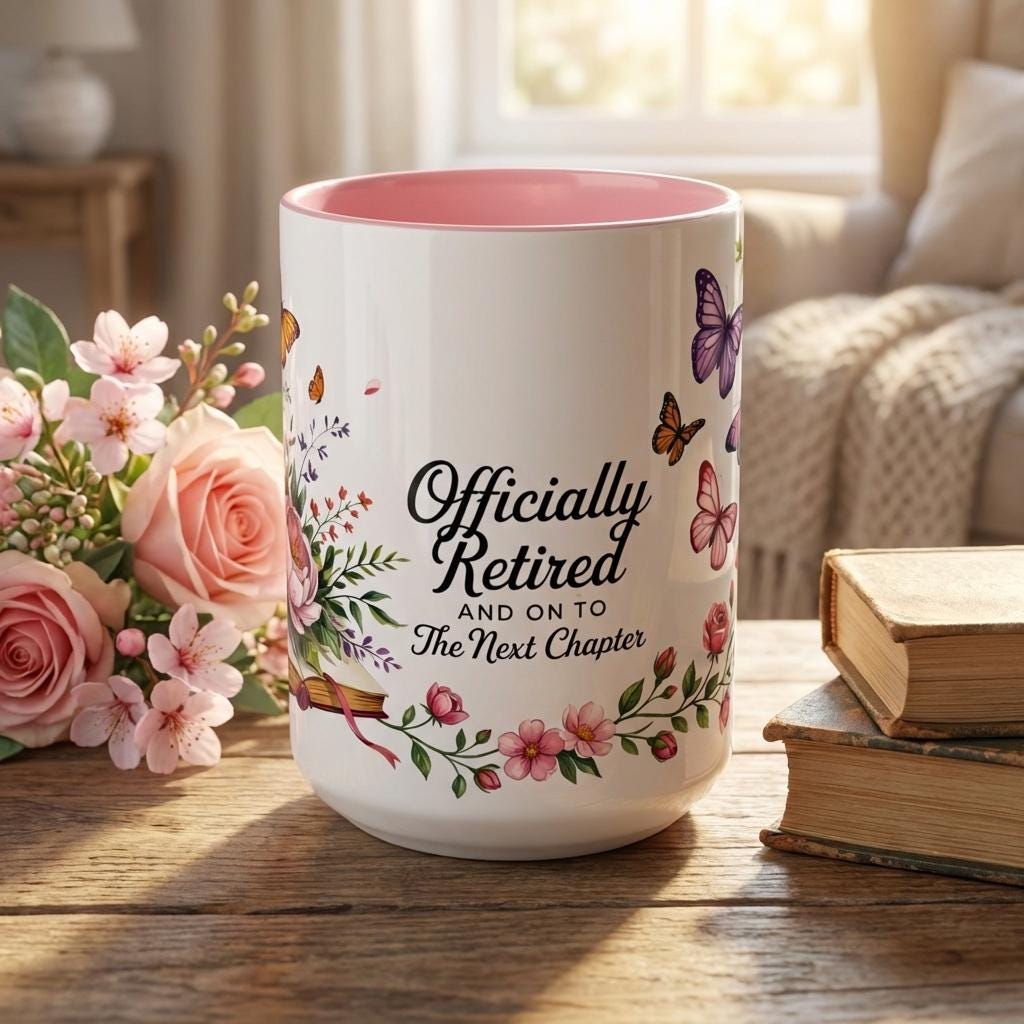 Retirement Gift for Women, Officially Retired Mug, Next Chapter Coffee Cup