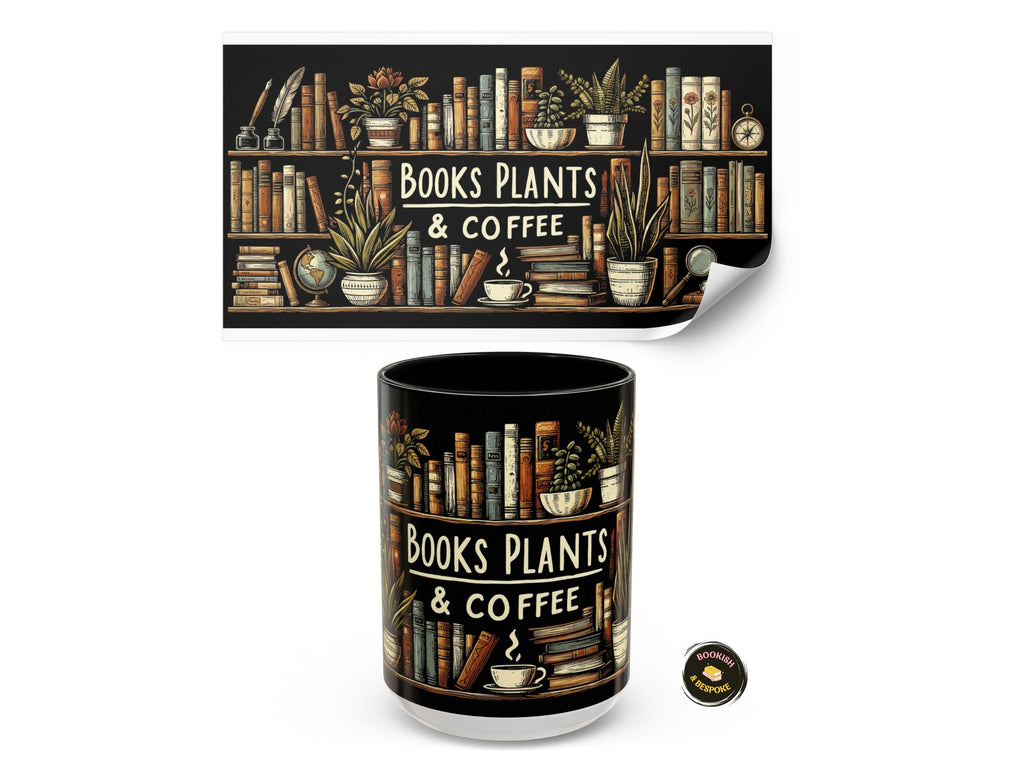 Books Plants Coffee Mug, Plant Lover Gift, Cozy Reader Cup
