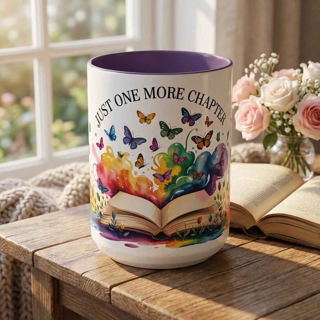 Just One More Chapter Mug, Book Lover Gift, Reader Coffee Cup