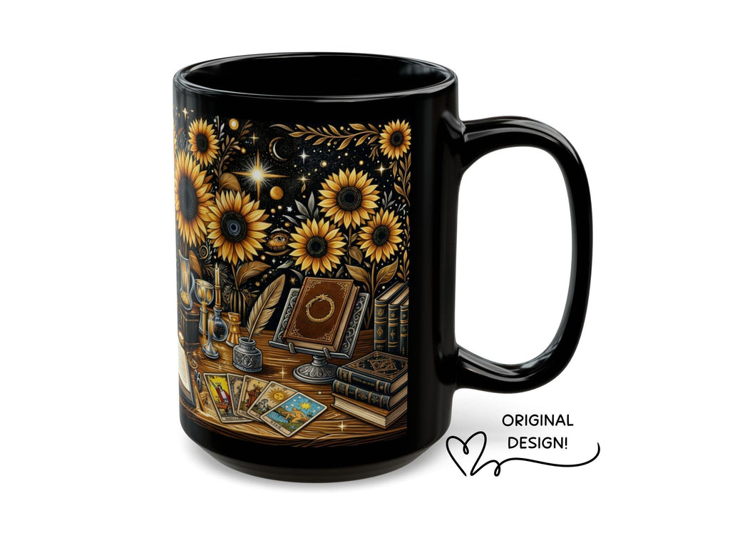 Book Babe Sunflower Mug, Dark Academia Gift, Book Lover Coffee Cup