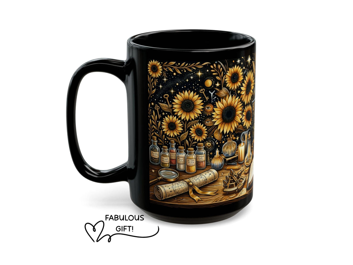Book Babe Sunflower Mug, Dark Academia Gift, Book Lover Coffee Cup