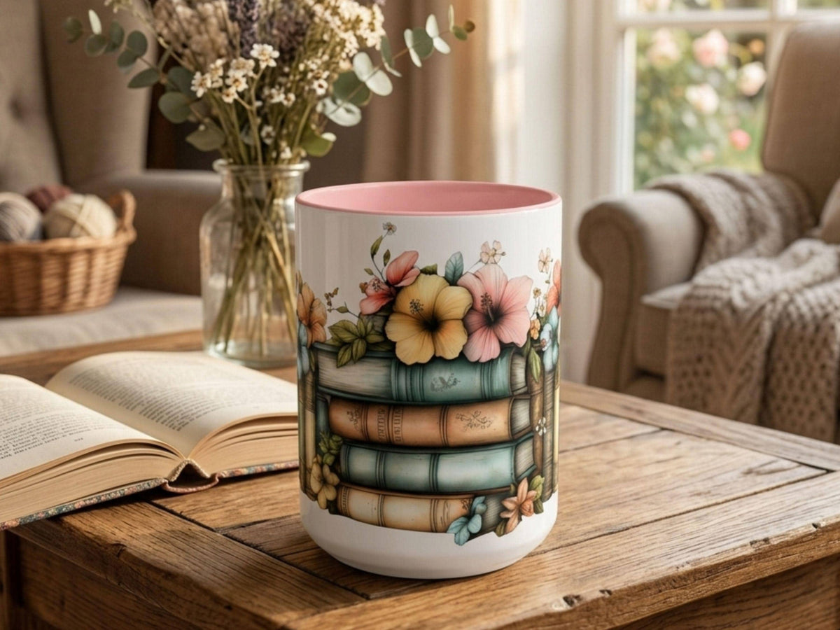 Floral Book Mug Gift, Cozy Reader Cup, Mother’s Day Gift for Mom