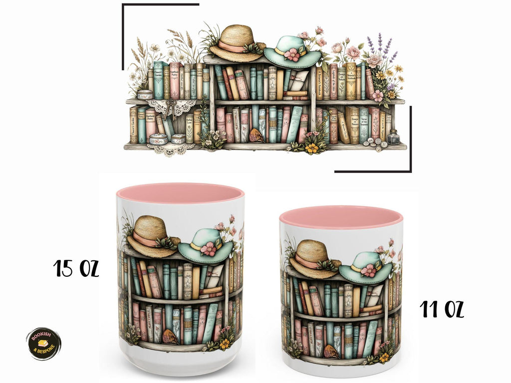 Grandma Nana Bookshelf Floral Hat Mug, Mother’s Day Gift