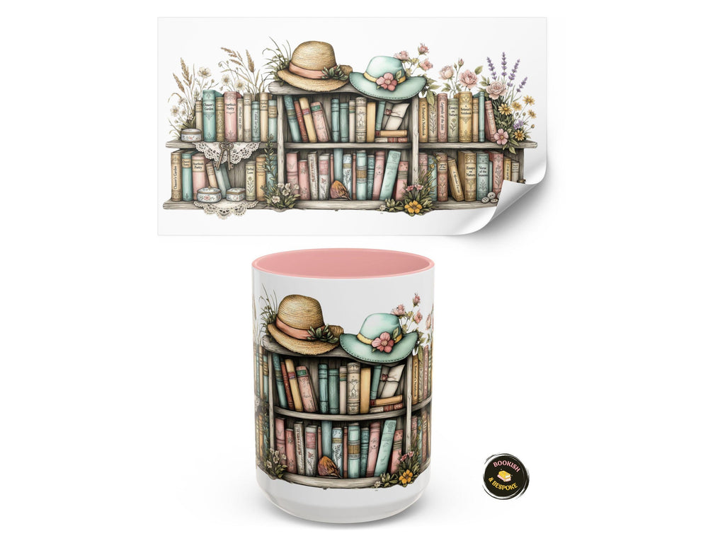 Grandma Nana Bookshelf Floral Hat Mug, Mother’s Day Gift