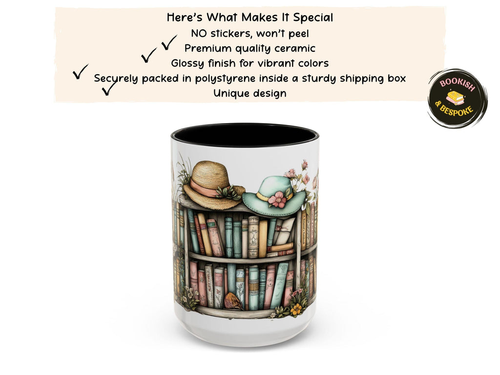 Grandma Nana Bookshelf Floral Hat Mug, Mother’s Day Gift