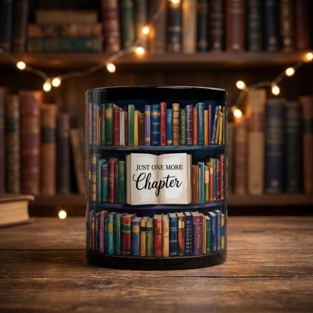 Just One More Chapter Mug, Book Lover Coffee Mug, Reading Gift for Readers