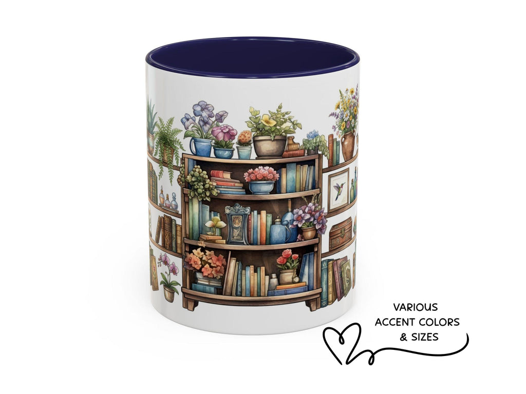 Watercolor Bookshelf Mug, Book Lover Gift Mug