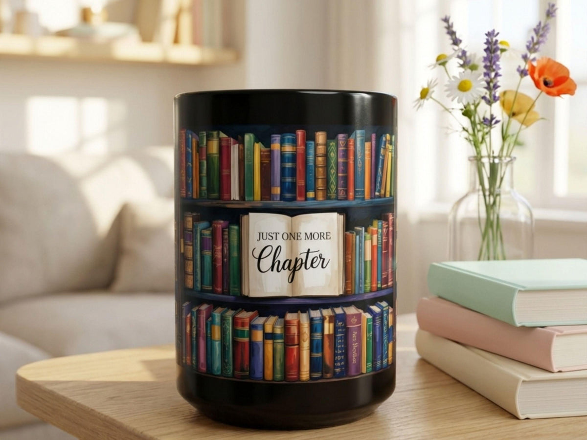 Just One More Chapter Mug, Book Lover Coffee Mug, Reading Gift for Readers