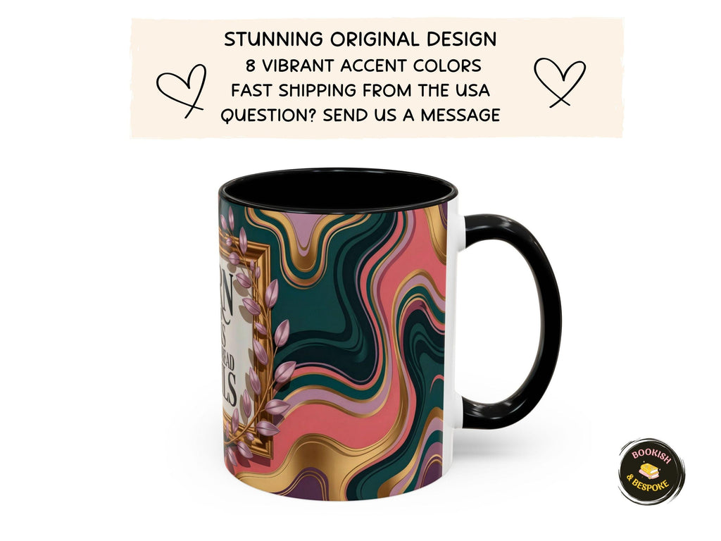 Funny Book Lover Mug, Born Books Forced Emails Coffee Cup, Bookish Humor Mug
