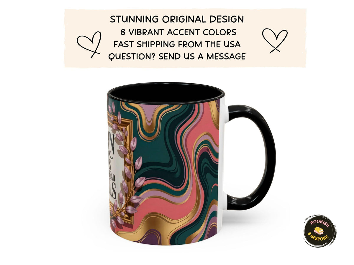 Funny Book Lover Mug, Born Books Forced Emails Coffee Cup, Bookish Humor Mug
