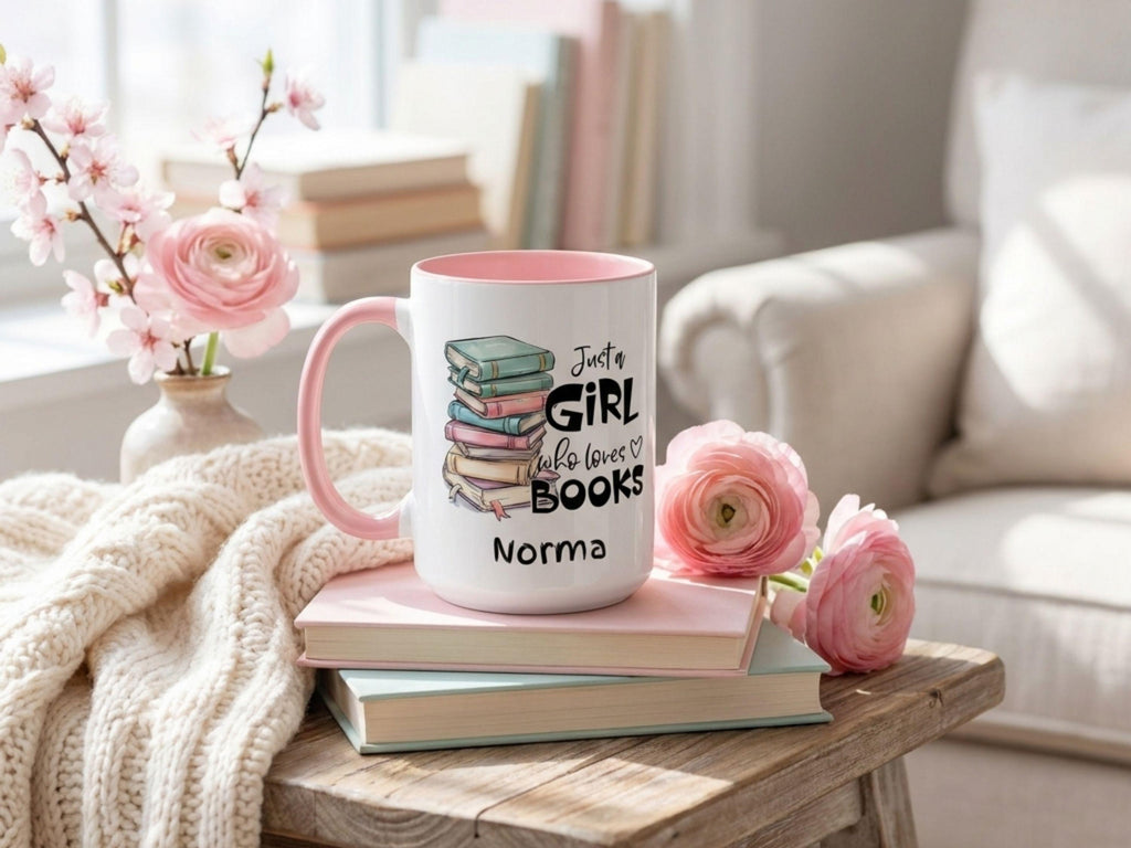 Personalized Book Lover Mug, Custom Name Coffee Cup