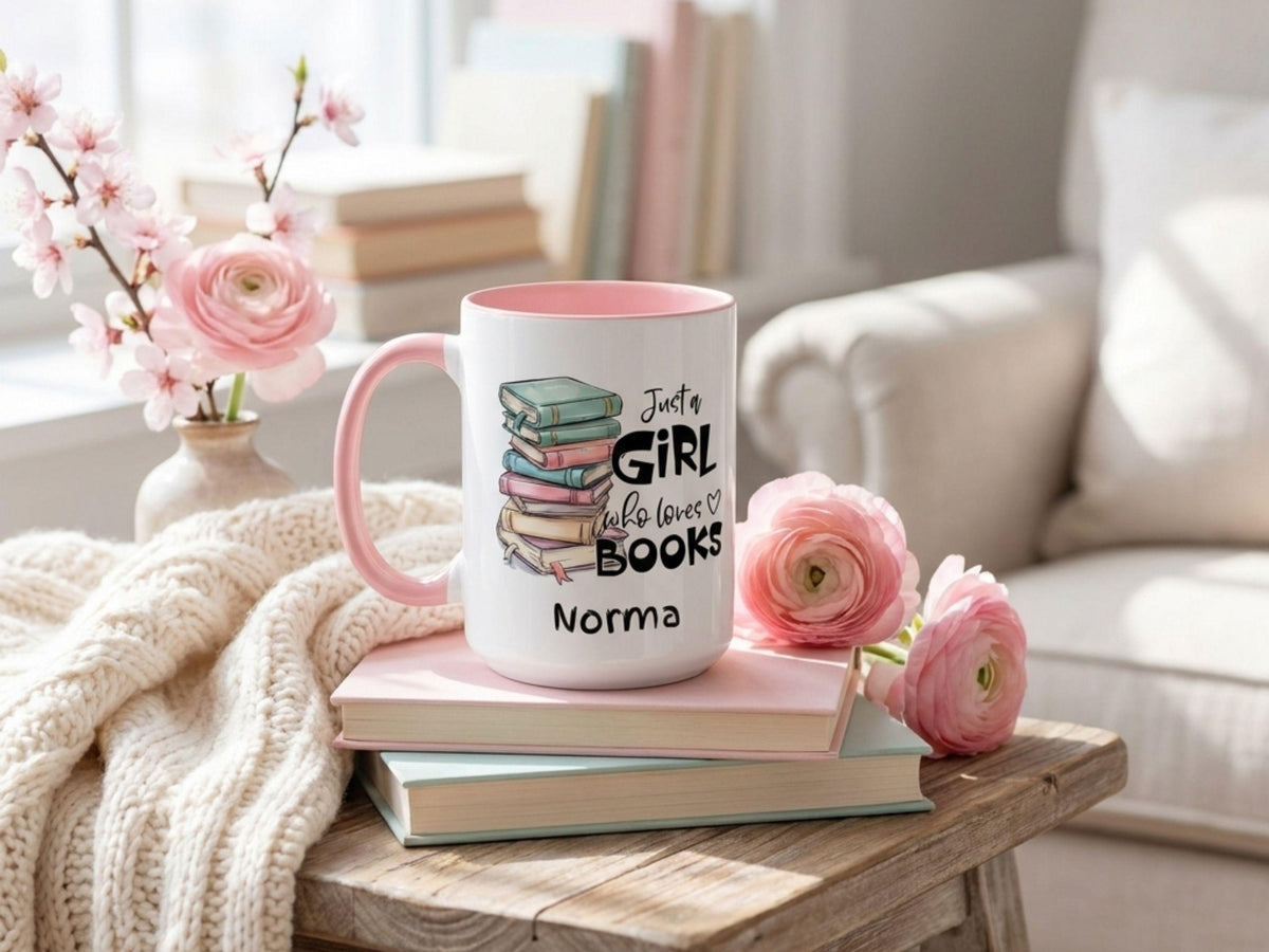 Personalized Book Lover Mug, Custom Name Coffee Cup