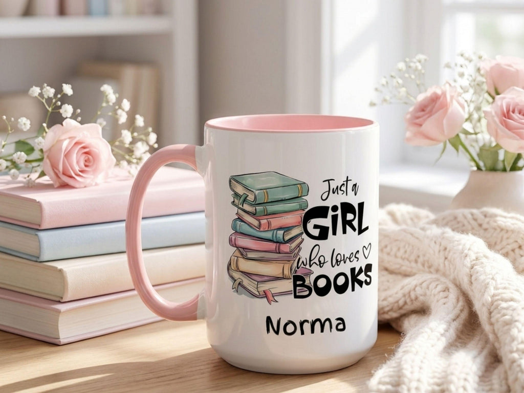 Personalized Book Lover Mug, Custom Name Coffee Cup