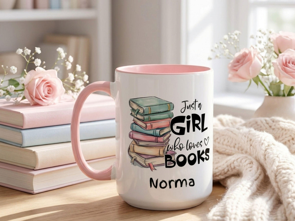 Personalized Book Lover Mug, Custom Name Coffee Cup