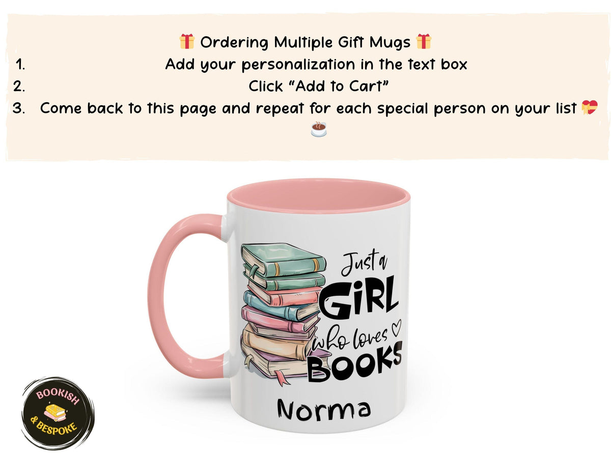 Personalized Book Lover Mug, Custom Name Coffee Cup