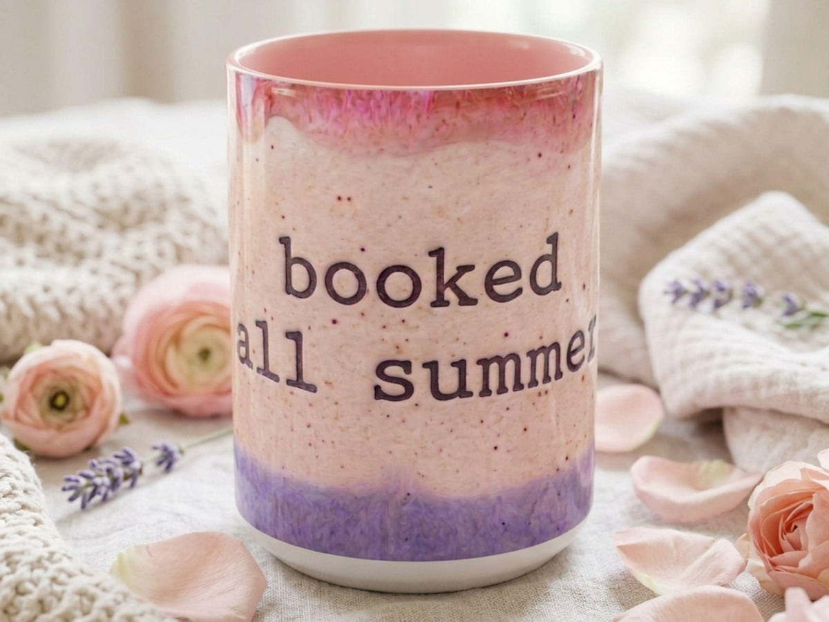 Booked All Summer Mug, Book Lover Gift, Cozy Reading Cup, Summer Reader Gift