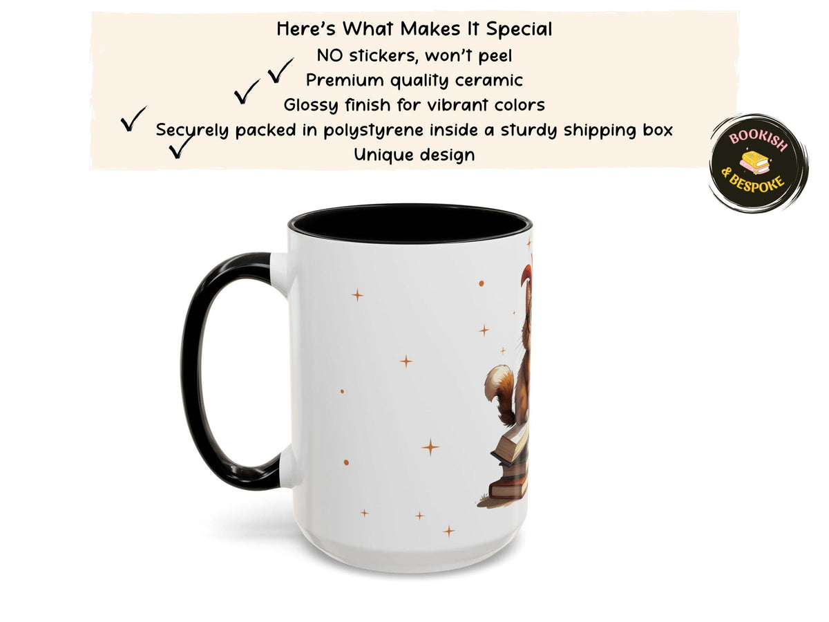 Cute Book Lover Cat Mug Gift, Reading Cat Coffee Cup, Cozy Reader Gift Idea