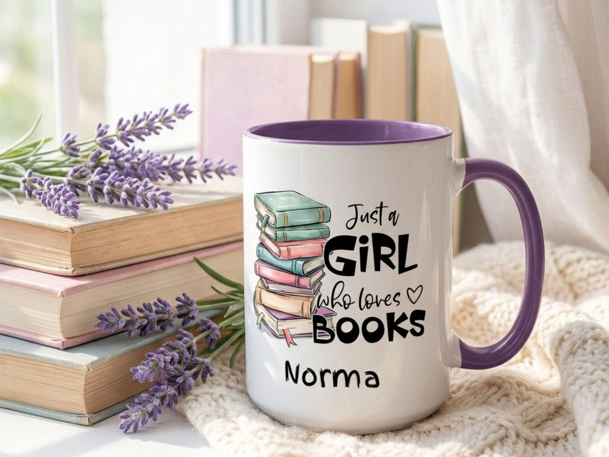 Personalized Book Lover Mug, Custom Name Coffee Cup