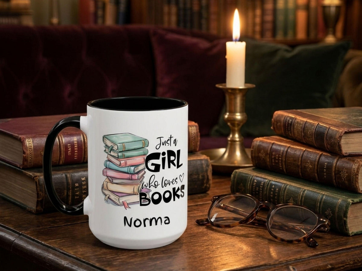 Personalized Book Lover Mug, Custom Name Coffee Cup