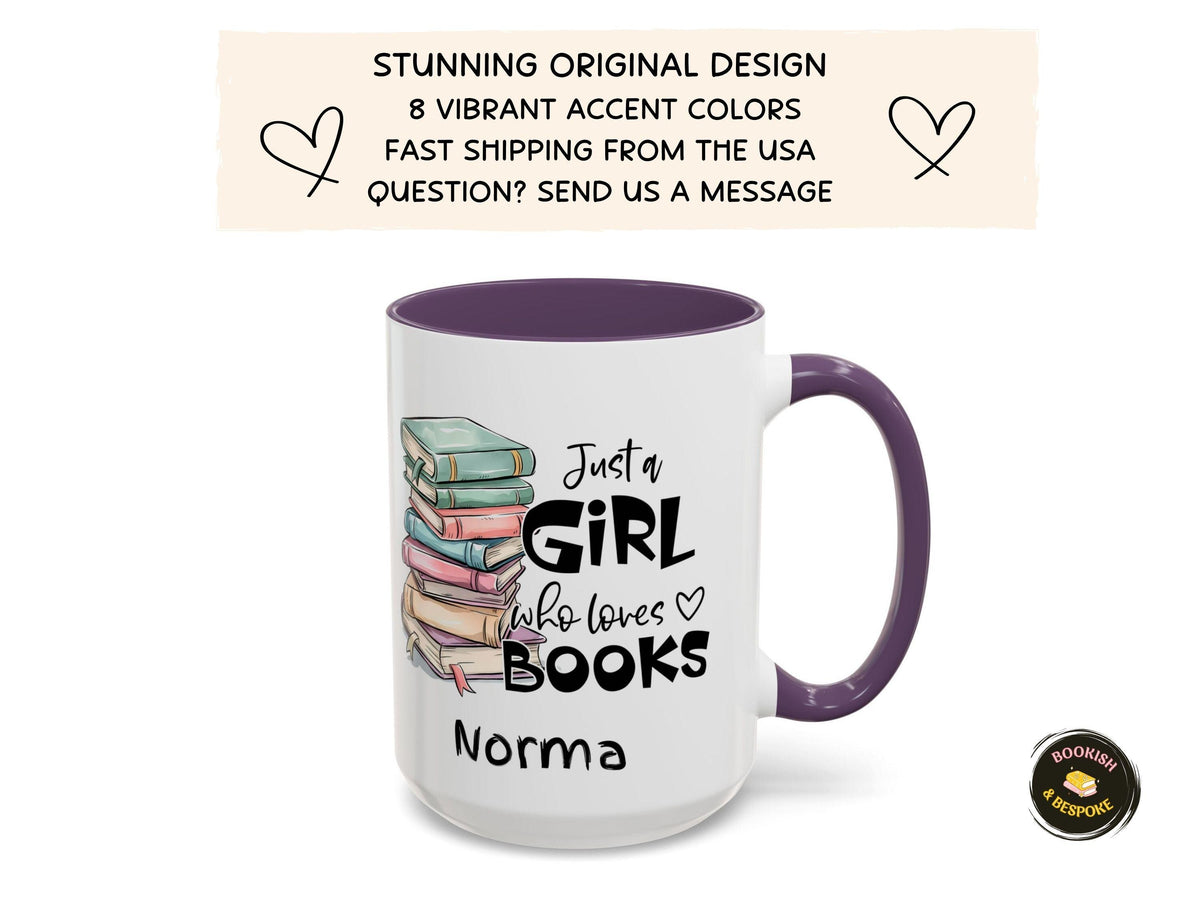 Personalized Book Lover Mug, Custom Name Coffee Cup