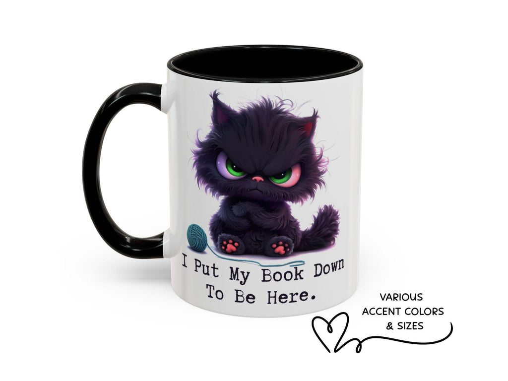 Grumpy Black Cat Coffee Mug, Book Lover Gift