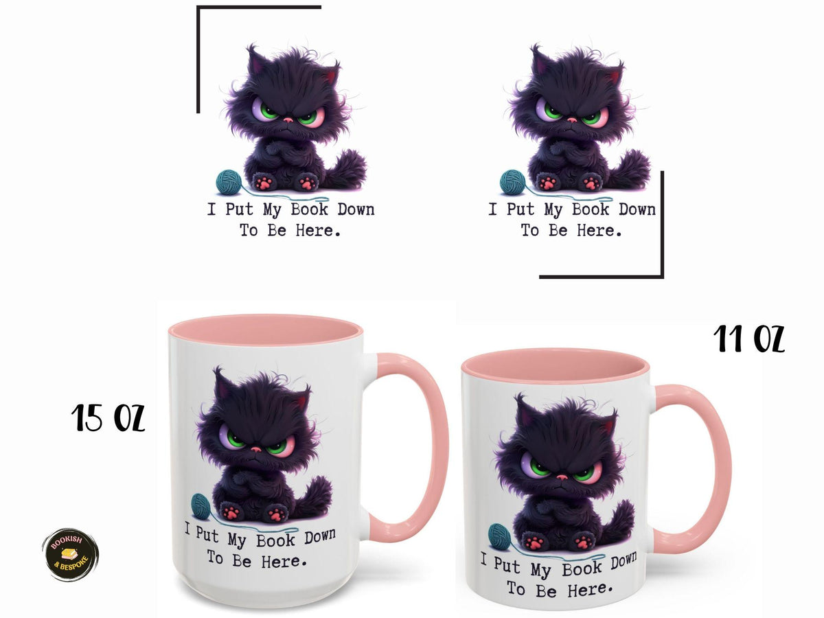 Grumpy Black Cat Coffee Mug, Book Lover Gift