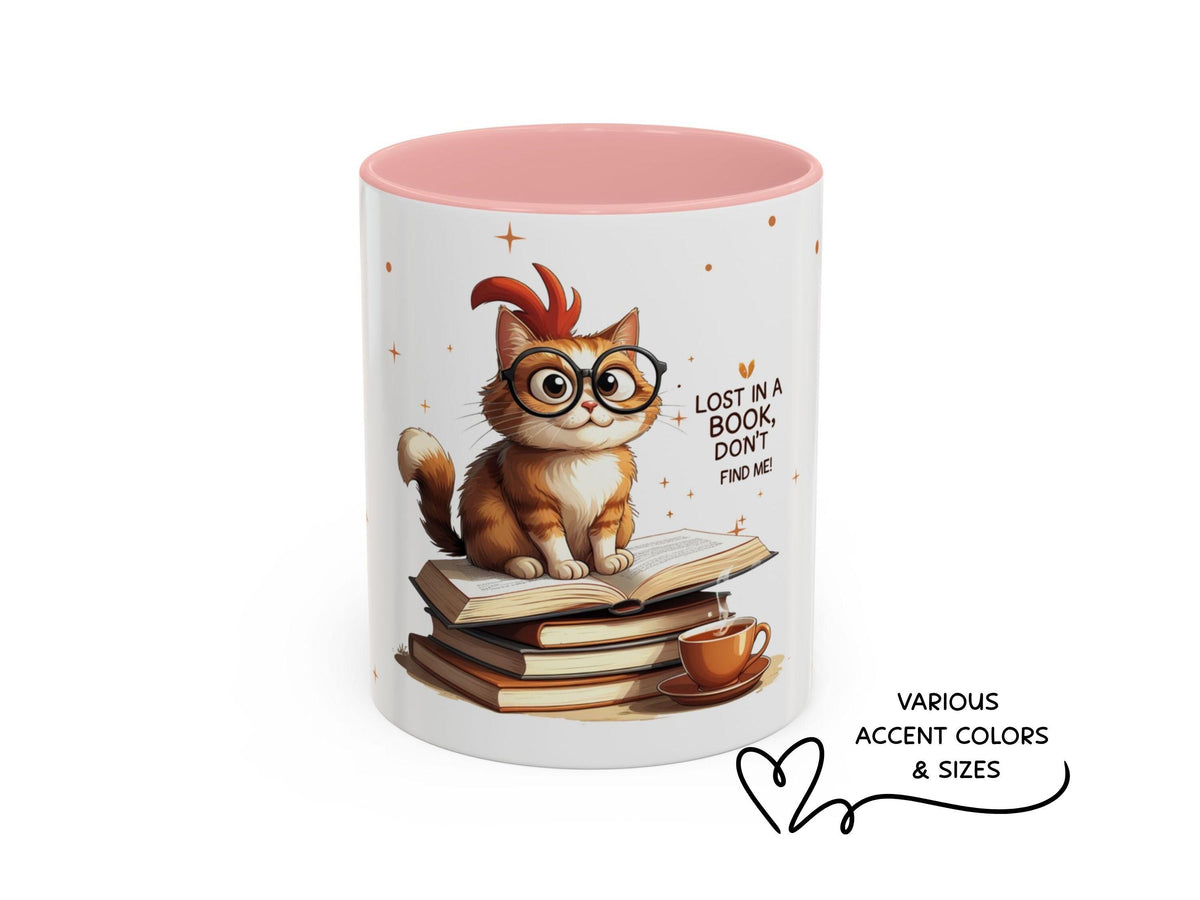 Cute Book Lover Cat Mug Gift, Reading Cat Coffee Cup, Cozy Reader Gift Idea