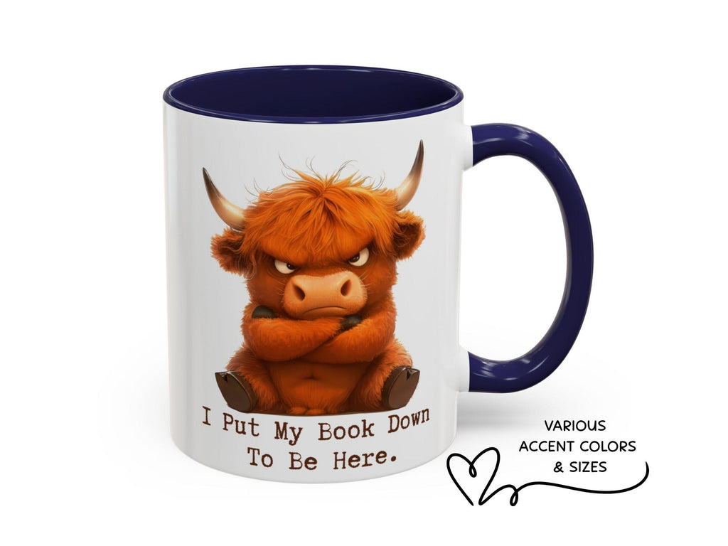 Grumpy Highland Cow Mug, Funny Book Lover Gift