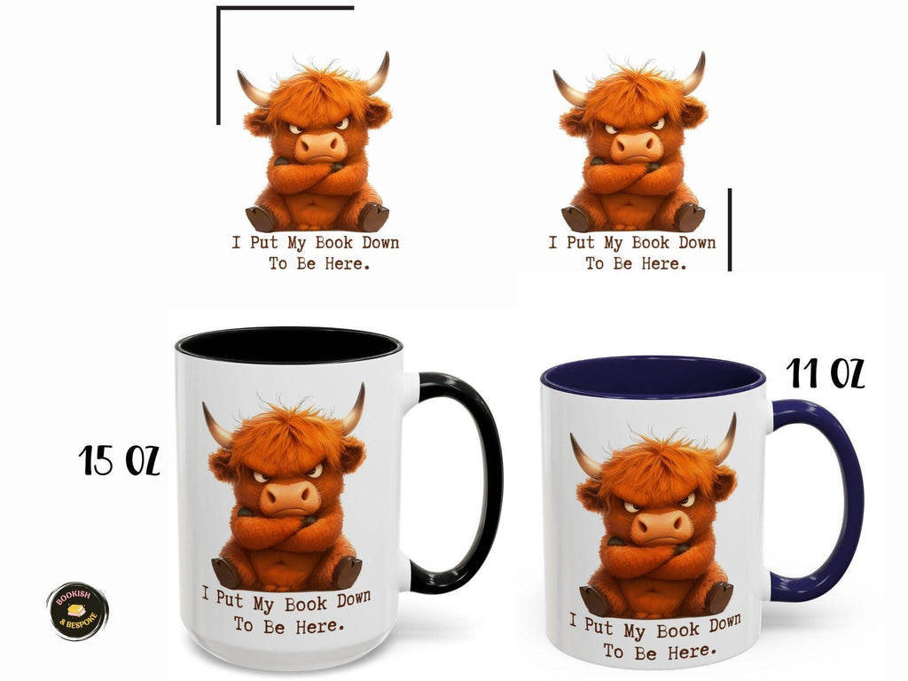 Grumpy Highland Cow Mug, Funny Book Lover Gift