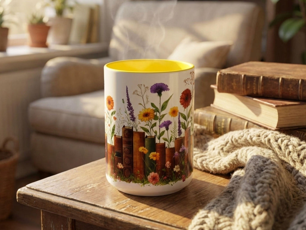 Book Lover Floral Mug Wildflower Garden Reader Cup Gift