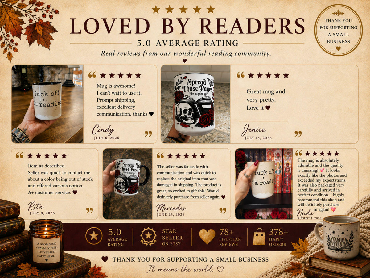 Boho Floral Book Lover Mug, Artistic Reader Gift for Women