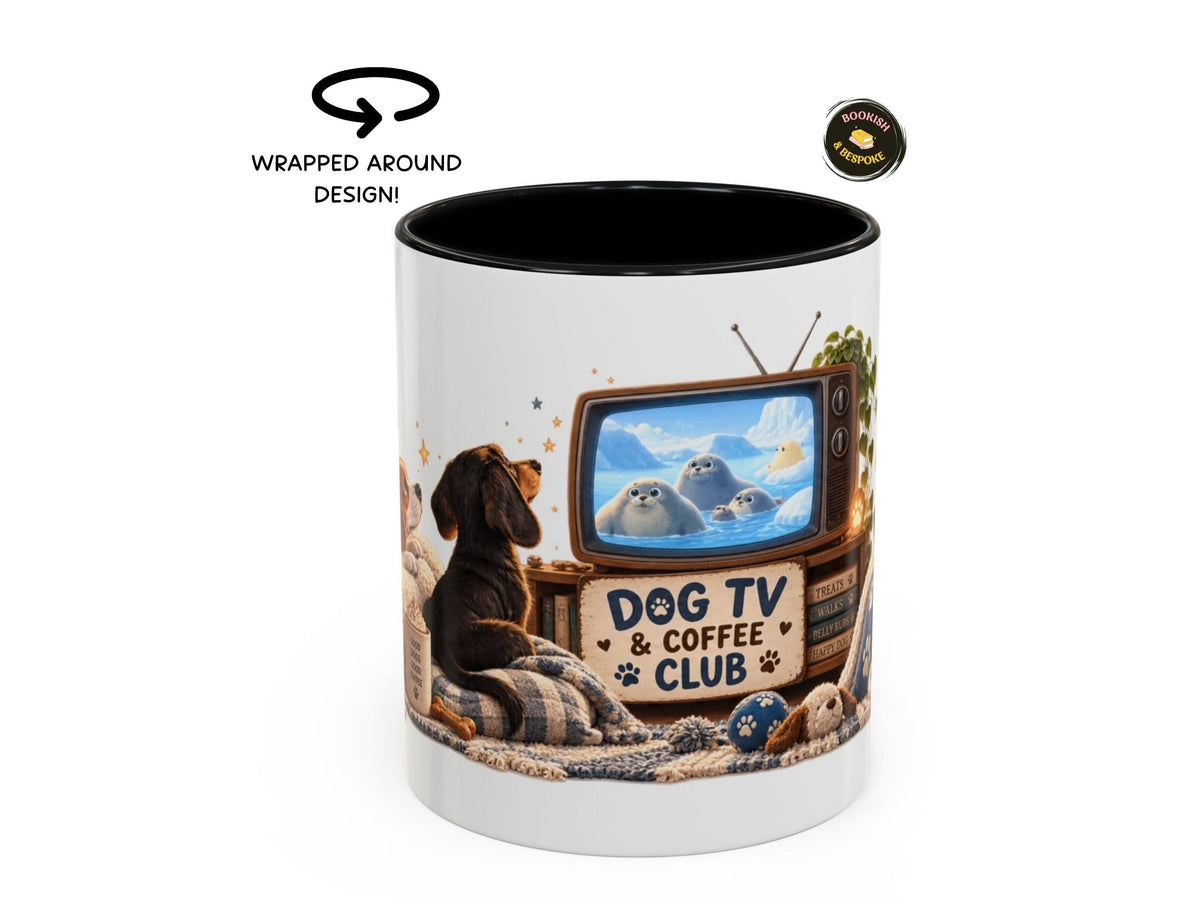 Dog TV Coffee Mug, 20oz Jumbo Coffee Mug, Sealook Dog Lover Gift, Funny Dog Owner Mug, Wrapped Around Ceramic Cup