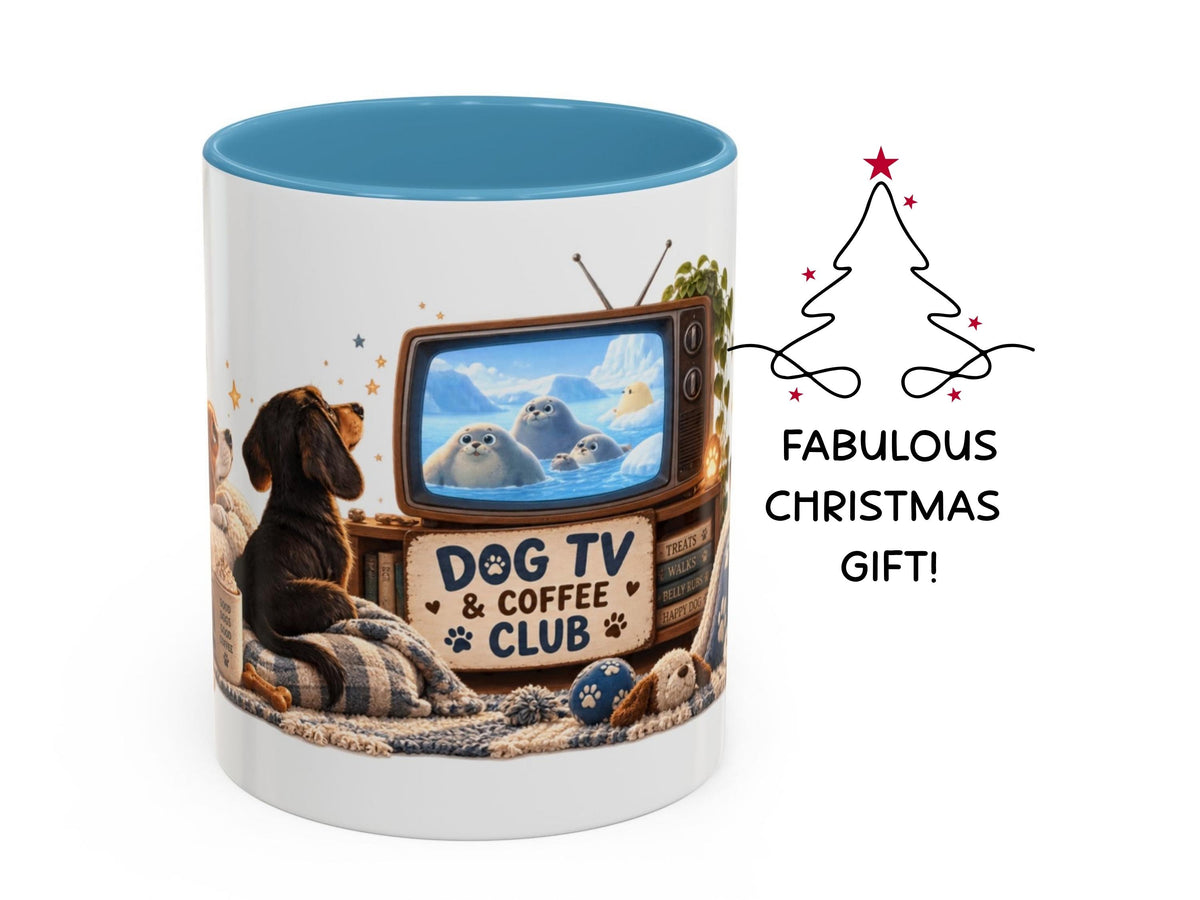 Dog TV Coffee Mug, 20oz Jumbo Coffee Mug, Sealook Dog Lover Gift, Funny Dog Owner Mug, Wrapped Around Ceramic Cup